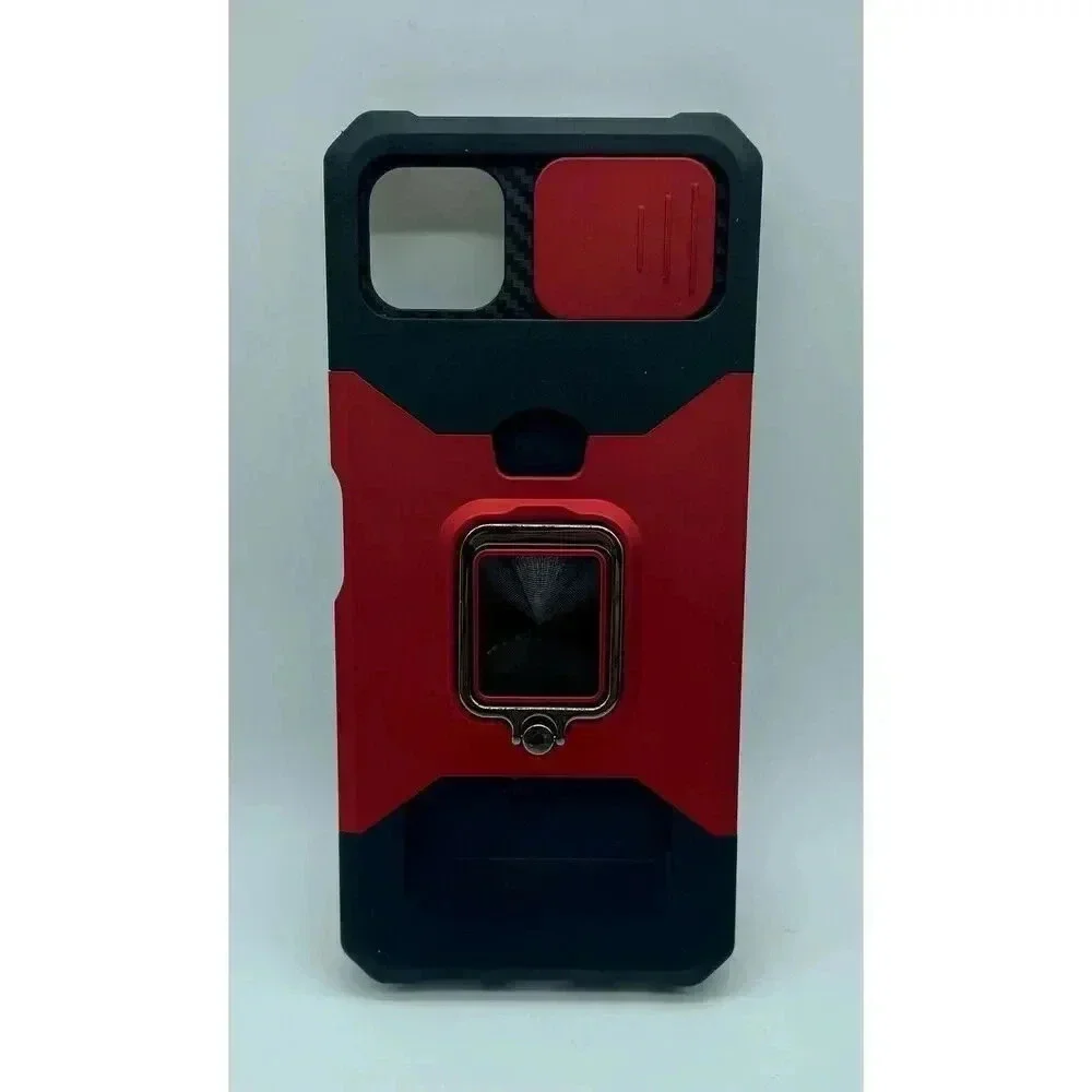 Premium Kick Stand Cardholder Case for Samsung‎ A22 5G Shockproof Black & Red